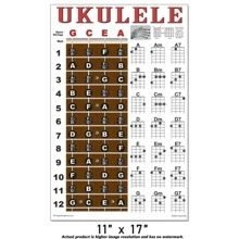 Ukulele Fretboard Chord Wall Chart Poster Chords Soprano Concert Tenor Beginner - White - View 1