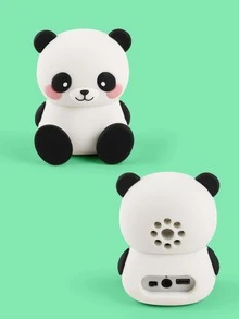1pc Cute Panda Shaped Wireless Speaker With Phone Stand Function, Mini Portable - Black and White - View 2