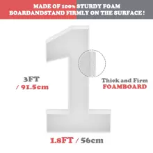 Số lều 3Ft/36Inch/91.5cm cho bóng bay, Khung số khảm bóng bay, Lều số 1, Khung hộp bóng bay khảm số 1-9 bằng bìa cứng xốp cho tiệc sinh nhật, tiệc tắm, tiệc cưới, Giáng sinh - trắng - Xem 4