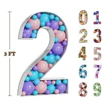 Số lều 3Ft/36Inch/91.5cm cho bóng bay, Khung số khảm bóng bay, Lều số 1, Khung hộp bóng bay khảm số 1-9 bằng bìa cứng xốp cho tiệc sinh nhật, tiệc tắm, tiệc cưới, Giáng sinh - trắng - Xem 2