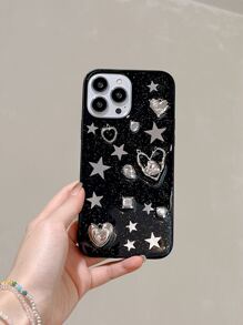 兼容 16 黑色硅胶防震闪光星星设计手机壳 兼容 - 黑色 - 查看 1