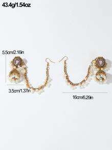 1 paire de boucles d'oreilles à goutte d'eau style lanterne creuse bohème classique exagérée, boucles d'oreilles vintage exotiques, accessoires de mode pour fête - Or jaune - Voir 5