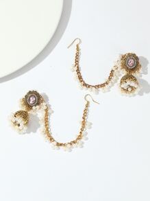 1 paire de boucles d'oreilles à goutte d'eau style lanterne creuse bohème classique exagérée, boucles d'oreilles vintage exotiques, accessoires de mode pour fête - Or jaune - Voir 3