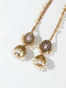 1 paire de boucles d'oreilles à goutte d'eau style lanterne creuse bohème classique exagérée, boucles d'oreilles vintage exotiques, accessoires de mode pour fête - Or jaune - Voir 4