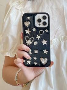 兼容 16 黑色硅胶防震闪光星星设计手机壳 兼容 - 黑色 - 查看 3