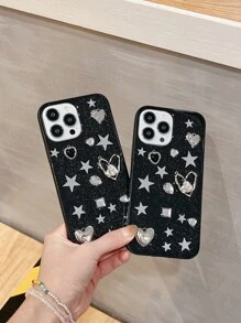 兼容 16 黑色硅胶防震闪光星星设计手机壳 兼容 - 黑色 - 查看 4