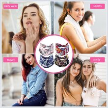 4pcs Women Hair Band Fashion Boho Wide Elastic Headband With Button For Yoga Sports - 酒紅色 - 查看 3