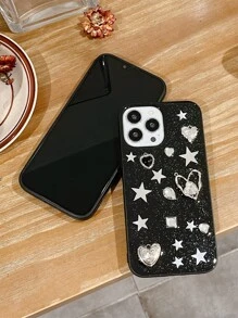 兼容 16 黑色硅胶防震闪光星星设计手机壳 兼容 - 黑色 - 查看 6