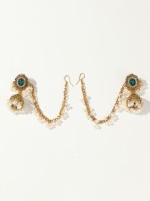 1 对夸张波西米亚古典风格镂空灯笼水滴耳环，异国复古时尚派对配饰 - 金黃色 - 查看 2