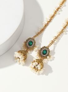 1 对夸张波西米亚古典风格镂空灯笼水滴耳环，异国复古时尚派对配饰 - 金黃色 - 查看 4