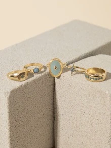 Bộ nhẫn ngôi sao đá quý phong cách cổ điển - Nhiều màu - Xem 1