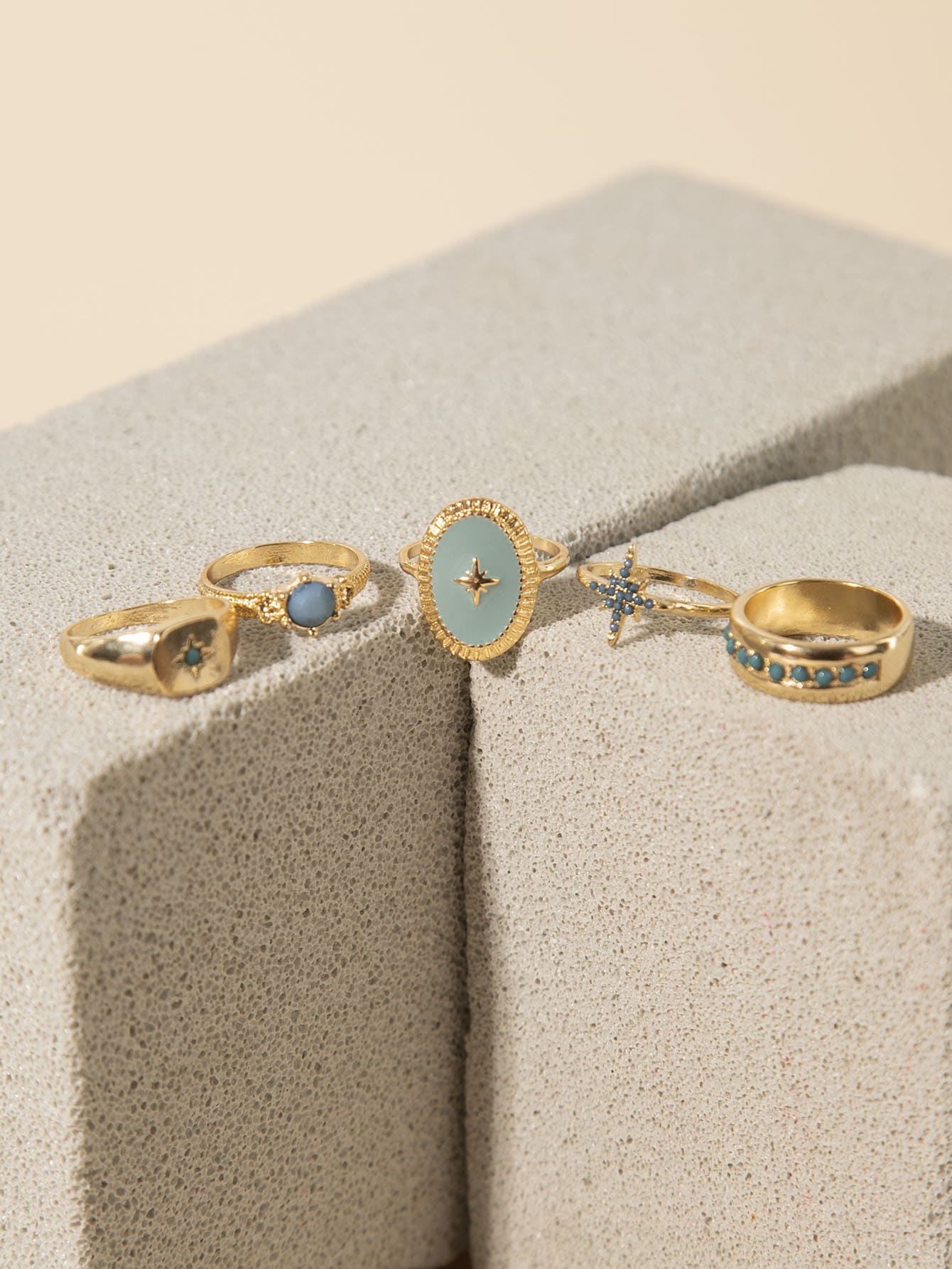 Bộ nhẫn ngôi sao đá quý phong cách cổ điển - Nhiều màu - Xem 1