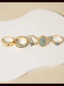 Bộ nhẫn ngôi sao đá quý phong cách cổ điển - Nhiều màu - Xem 2