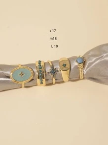 Bộ nhẫn ngôi sao đá quý phong cách cổ điển - Nhiều màu - Xem 3