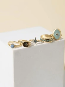 Bộ nhẫn ngôi sao đá quý phong cách cổ điển - Nhiều màu - Xem 4