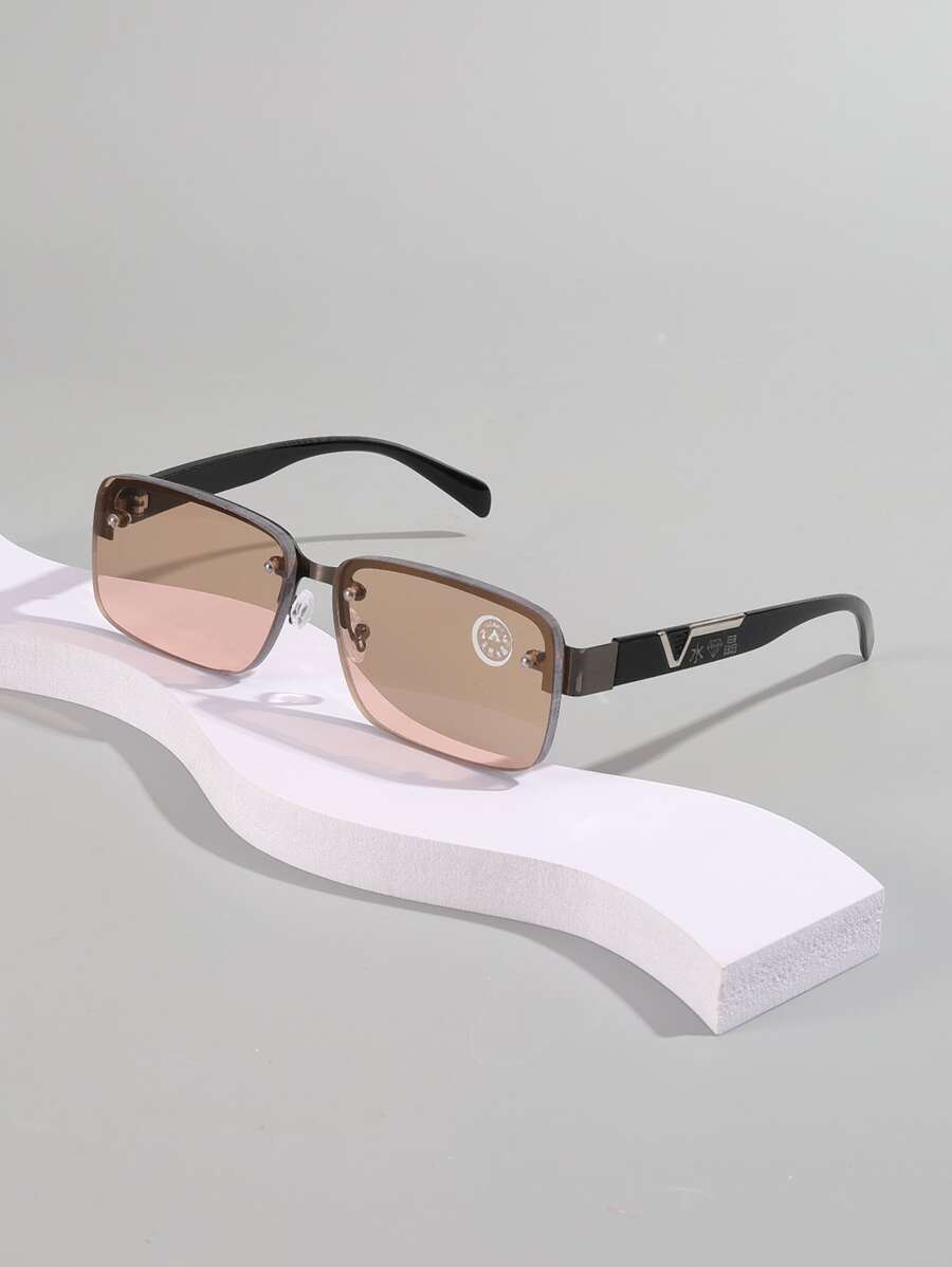 Men Square Frame Fashion Glasses - Coffee - View 1