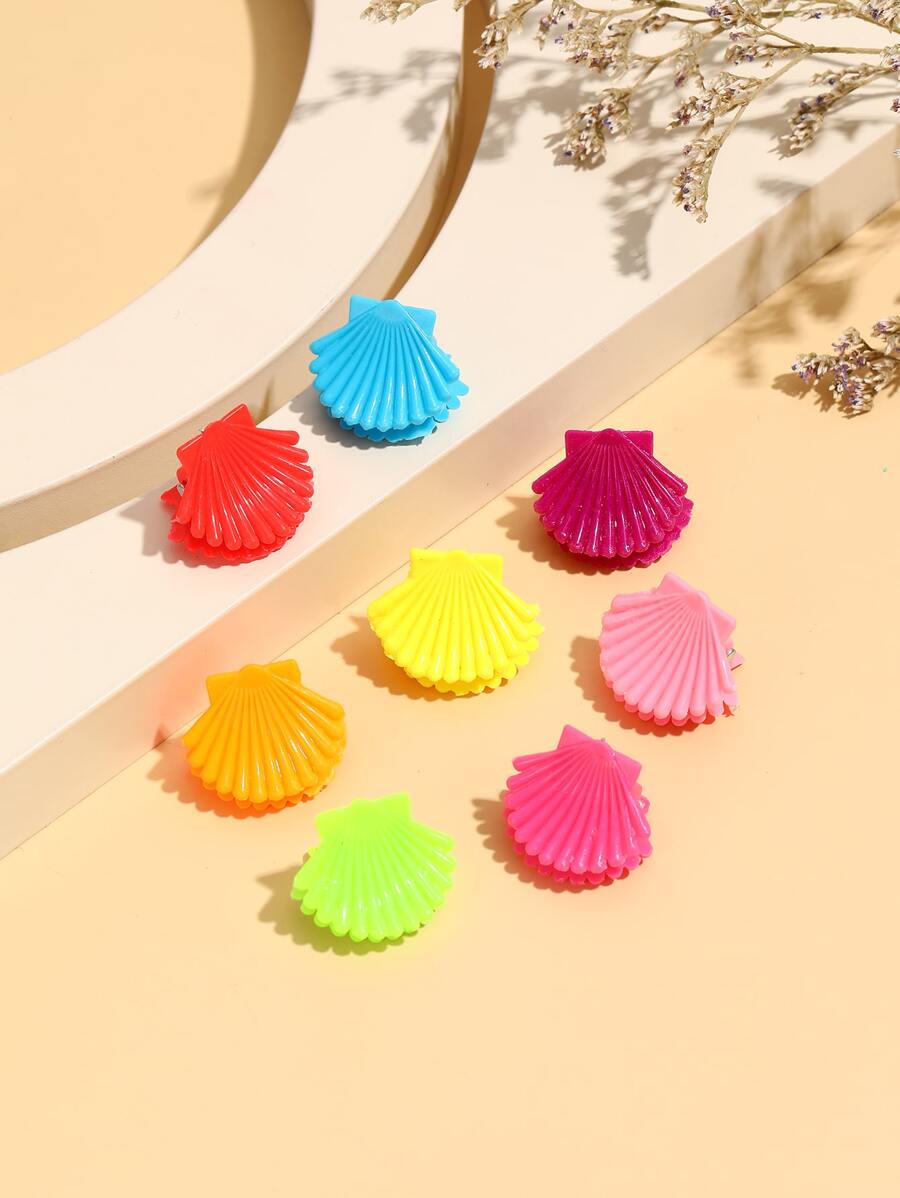 8pcs Girls Shell Design Hair Claw For Hair Decoration - Multicolor - View 1