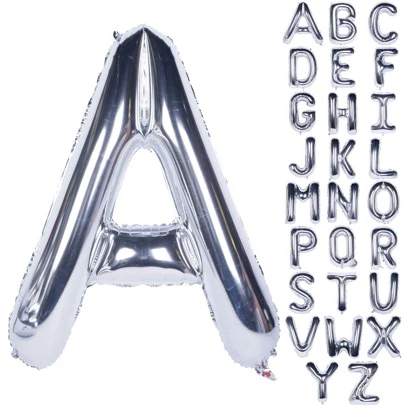 40 Inch Silver Letter Balloons, Used For Birthday Party Decoration, Large A-Z Letter Balloons, Suitable For Showers, Wedding Anniversary Celebrations, And Graduation Grade New Year Party Supplies. Valentine's Day