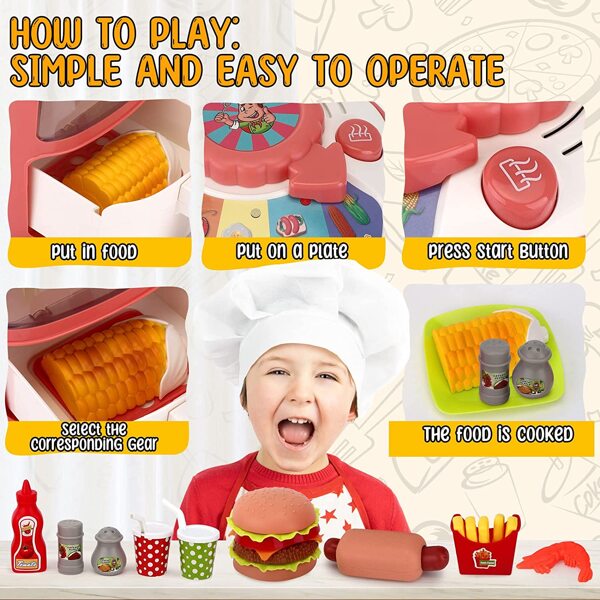 Toy Air Fryer Kids Play Kitchen with Hamburger Fries Cola Fried Chicken