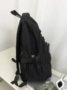Classic Basic Backpack Suitable For School Bag, Travel Backpack With Bag Charm - Black - View 2