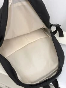 Classic Basic Backpack Suitable For School Bag, Travel Backpack With Bag Charm - Black - View 5