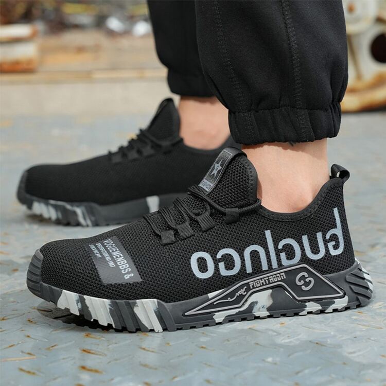 Fashionable Breathable Anti-Smashing And Anti-Stab Work Shoes (Random Letter On Tongue) - Grey - View 3