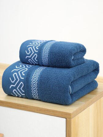 1条几何图案毛巾或1条浴巾，适用于美容院、酒店、运动场所、家居等，可作浴巾、护肤巾使用。