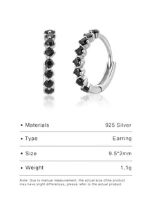 1對奢華方晶鋯石裝飾純銀圓耳環適合女士適用於訂婚週年禮物