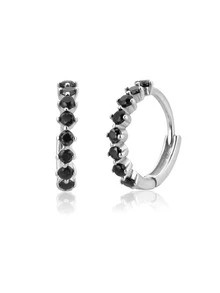 1對奢華方晶鋯石裝飾純銀圓耳環適合女士適用於訂婚週年禮物