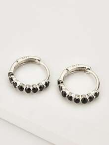 1對奢華方晶鋯石裝飾純銀圓耳環適合女士適用於訂婚週年禮物