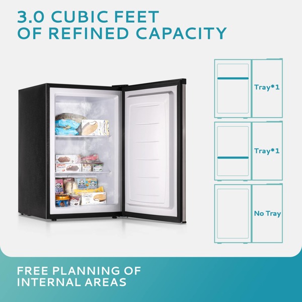 Euhomy 3 Cu.Ft Mini Upright Freezer, Compact Freezer Countertop with Adjustable Temperature