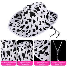 3pcs Women Men Cowboy Hat Unisex Big Flat Brim Western Cowboy Hat For Daily Wear Parties Costume - 彩色 - 查看 2