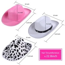 3pcs Women Men Cowboy Hat Unisex Big Flat Brim Western Cowboy Hat For Daily Wear Parties Costume - 彩色 - 查看 4