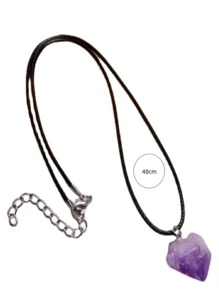 1 vòng cổ mặt dây chuyền pha lê thạch anh tím tự nhiên phù hợp để đeo hàng ngày - màu đen - Xem 3