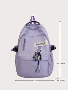 Balo Classic Basic Thích Hợp Làm Túi Đi Học, Balo Du Lịch Kèm Túi Charm - Màu tím - Xem 8