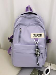 Balo Classic Basic Thích Hợp Làm Túi Đi Học, Balo Du Lịch Kèm Túi Charm - Màu tím - Xem 1