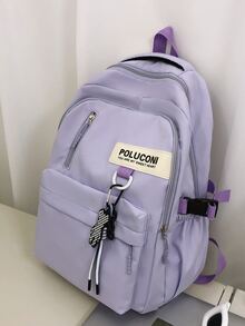 Balo Classic Basic Thích Hợp Làm Túi Đi Học, Balo Du Lịch Kèm Túi Charm - Màu tím - Xem 6