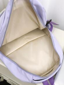 Balo Classic Basic Thích Hợp Làm Túi Đi Học, Balo Du Lịch Kèm Túi Charm - Màu tím - Xem 2