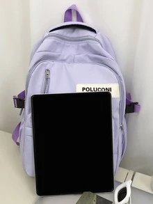 Balo Classic Basic Thích Hợp Làm Túi Đi Học, Balo Du Lịch Kèm Túi Charm - Màu tím - Xem 3