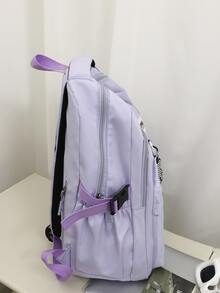 Balo Classic Basic Thích Hợp Làm Túi Đi Học, Balo Du Lịch Kèm Túi Charm - Màu tím - Xem 5