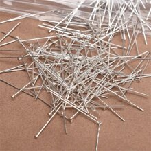 200入組/包16-50毫米平頭別針頭針適用於DIY珠寶製作用品發現 - 銀色 - 查看 5