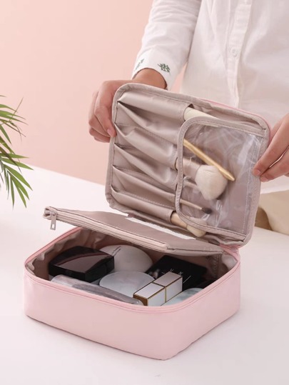 1 pieza Bolsa de cosméticos portátil, regalo para el Día de San Valentín para bolsa de almacenamiento de viaje, estuche de maquillaje, bolsa de cosméticos, organizador de vacaciones, organizador de maquillaje de gran capacidad, estuche de maquillaje, para lápiz labial, cepillo, cuidado de la piel, teléfono móvil, monedas, artículos pequeños, para el hogar, regalo, vacaciones y festivales de Halloween Navidad Uso multifuncional, vibraciones bohemias, para vacaciones en la playa, colección de baño, colección de dormitorio, gran capacidad