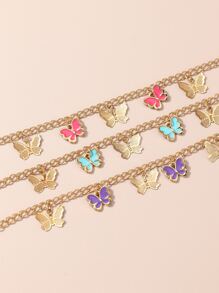 3pcs/Set Girls' Oil Drop Butterfly Bracelets Set, Suitable For Daily Decoration - Multicolor - View 2