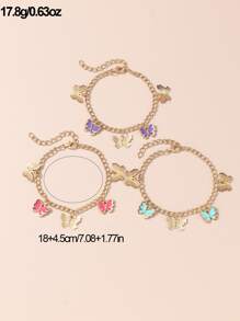 3pcs/Set Girls' Oil Drop Butterfly Bracelets Set, Suitable For Daily Decoration - Multicolor - View 5