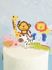 7 piezas Decoración de pastel con diseño de animal de dibujos animados - Multicolor - Ver 2