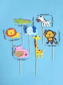 7 piezas Decoración de pastel con diseño de animal de dibujos animados - Multicolor - Ver 3