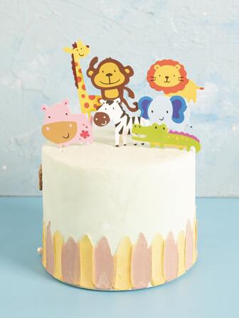 7入組卡通動物設計蛋糕裝飾