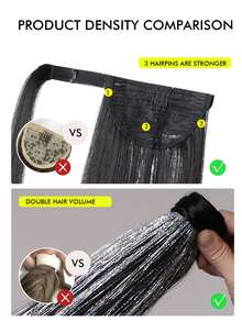 Bạc Điểm Nổi Bật Đen Dài Thẳng 24 Inch Đuôi Ngựa Tổng Hợp Làm Tóc Hàng Ngày Tơ Tơ Nhập Khẩu Thời Gian Tiệc Buổi Hòa Nhạc Lễ Kỷ Niệm - Màu dương cầm - Xem 4