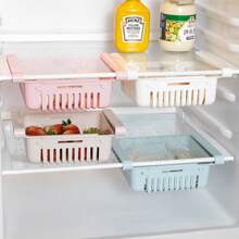 1pc Refrigerator Hanging Storage Basket - Apricot - View 4