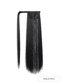 Bạc Điểm Nổi Bật Đen Dài Thẳng 24 Inch Đuôi Ngựa Tổng Hợp Làm Tóc Hàng Ngày Tơ Tơ Nhập Khẩu Thời Gian Tiệc Buổi Hòa Nhạc Lễ Kỷ Niệm - Màu dương cầm - Xem 5